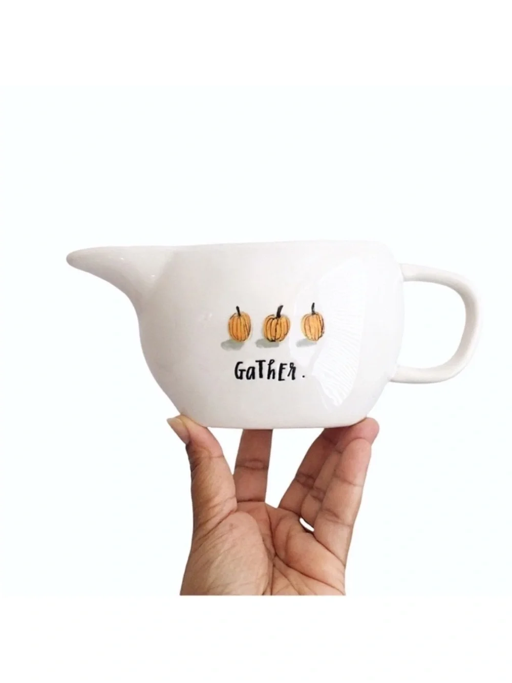 Rae Dunn GATHER Thanksgiving Ceramic Gravy Bowl